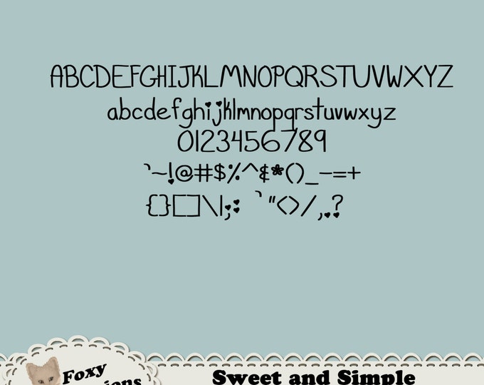 Sweet & Simple Handwriting Digital Font adds a personal touch to any project. True Type Font file will work on PC or Mac. Instant download.