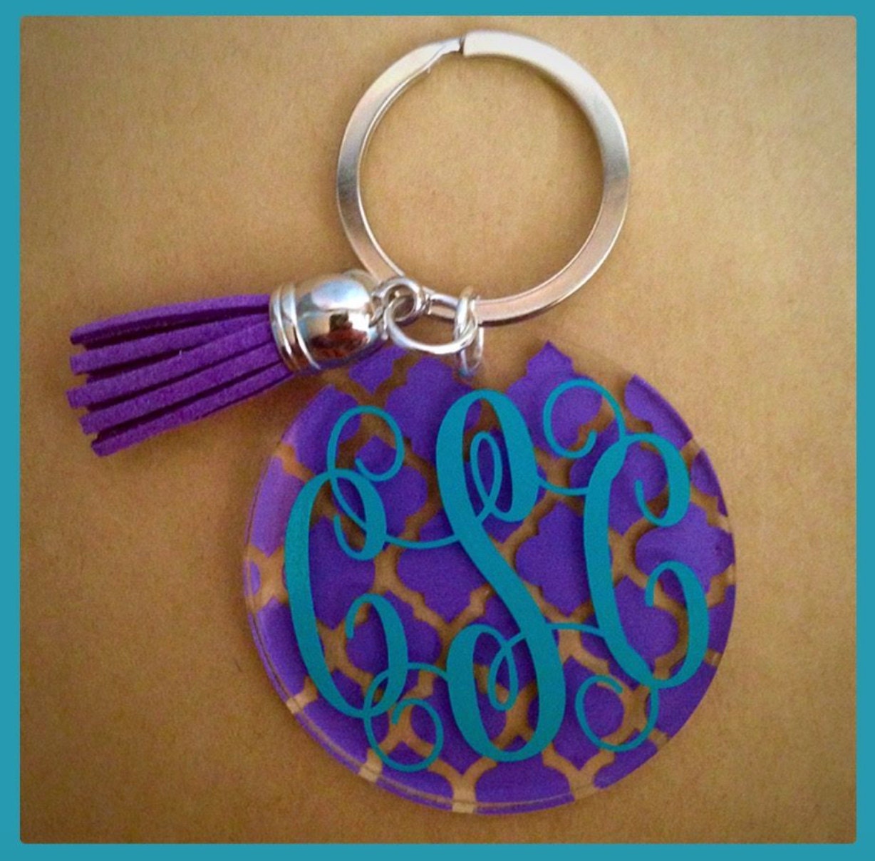 Monogram Key Chain with Tassel 10 Tassel by WattsGoodArtistry