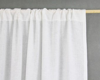 Rod Pocket Linen Curtain Panel / WHITE / airy and natural / linen drapes