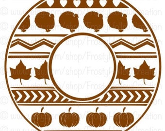 Fall Aztec Monogram Frame cutting file SVG instant download PERSONAL USE only!