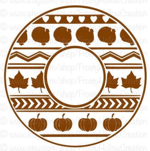 Download Fall Aztec Monogram Frame cutting file SVG instant download