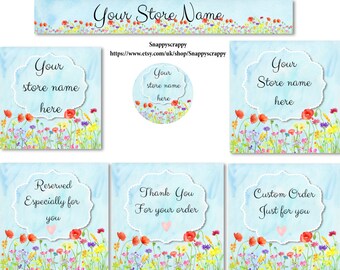 Etsy Store Banners, Premade Banner Set, Premade Etsy Kit, Etsy Logos, Etsy Banner Sets, Etsy Headers, Shop Banners,