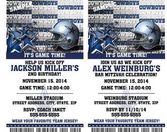12 PER PACK Birthday Party Invitations Card Dallas Cowboys Birthday Ticket Invitation Football Weddings Baby Showers Bar Mitzvahs