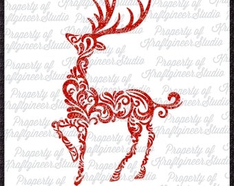 Oh Deer Swirly Deer SVG Filigree Deer SVG Christmas SVG Swirly Reindeer svg cut file for Cricut Silhouette Scan N Cut Commercial Use