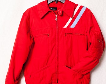 Red Obermeyer Retro Ski Jacket, Vintage Men's Medium Parka, Men's Vintage Winter Coat, Vintage Ski Party Winter Jacket