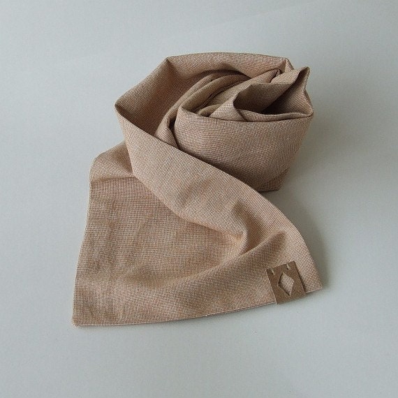 Mens Scarf for Summer Light Orange Melange Linen Scarf