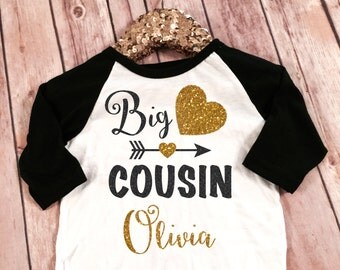 Big Cousin Shirt Personalized Shirt Big Cousin Sibling Shirts Sister Shirt Pregnancy Announcement Shirt Baby Announcement Shirt