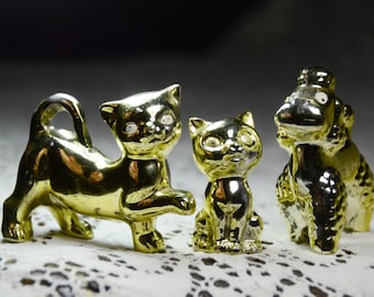 Vintage Cats and Dog Figurines. Cat Figurines. Dog Figurine. Animal Collectible Figurines/Knick Knacks. Gold Taiwan Animals. #60101