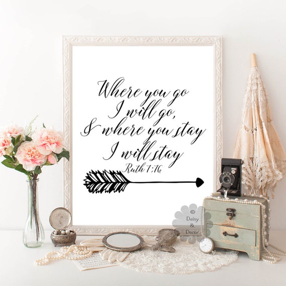 Where you go I will go Ruth 1:16 Bible verse printable quote