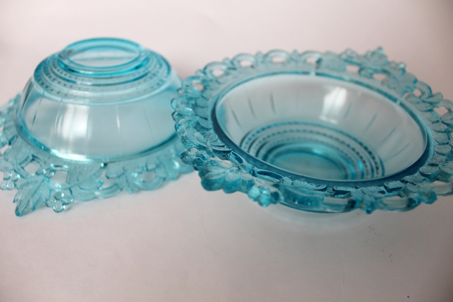 Blue Glass Bowls Vintage Glass Plates Soviet by RetroVintageUSSR