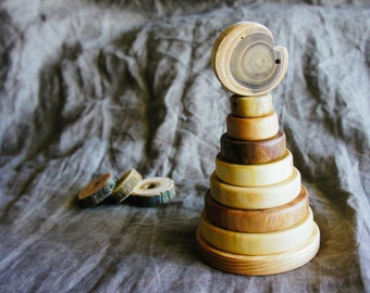 Wooden Baby Toy Whale/ Wooden Stacking Toy/ Waldorf toy/ Wooden Toddler Toy/ Ring Stacker/ Montessori Game/ Organic Toy/ Educational Toy