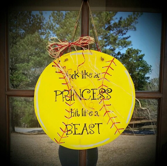Softball Door Hanger by CustomCraftsByEmily on Etsy