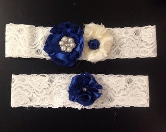 Plus Size Wedding Garter - Chiffon, Lace, Pearl and Rhinestone
