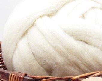 Kent Romney Wool Top Roving - Undyed Natural Spinning & Felting Fiber / 1oz