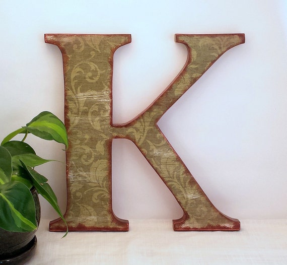Items similar to Letter K Wood Wall Letter Rustic Letter for Wall