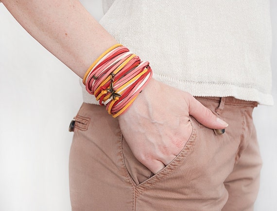 Colorful BUTTERFLY bracelet Multi strand wrap wrist bracelet