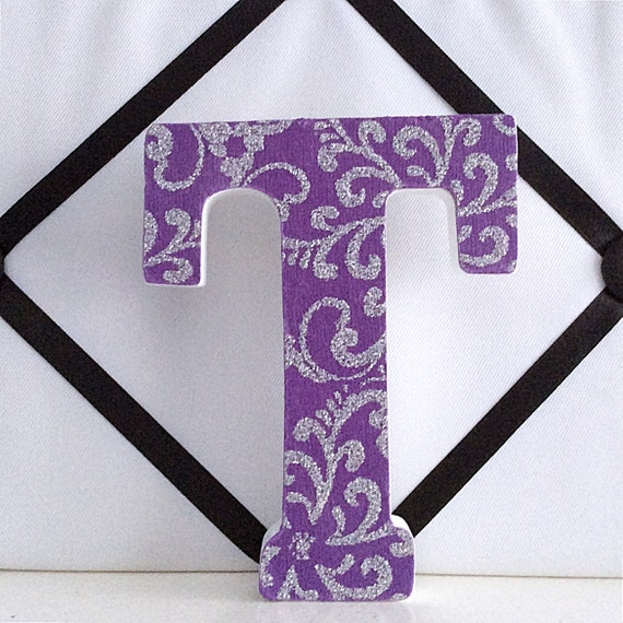 purple glitter 5 letter t shelf art shelf by