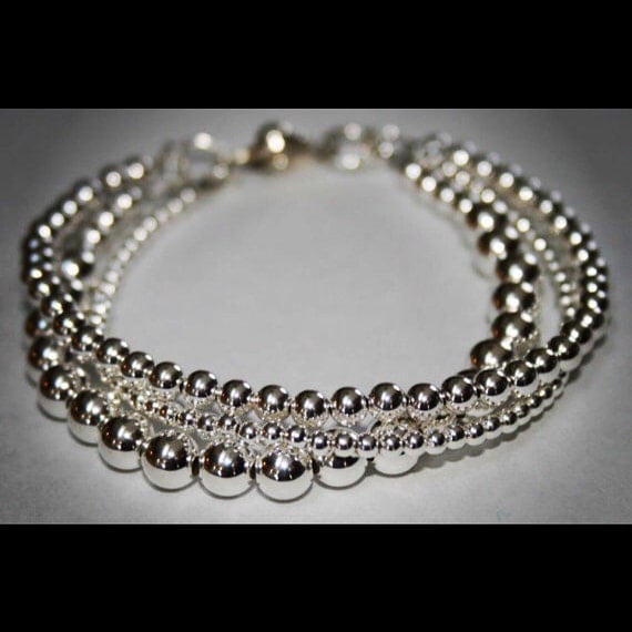 Shiny Sterling Silver Bracelet Shiny Silver Beads Silver