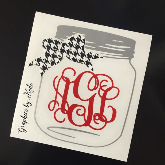 Mason Jar Bow Monogram Decal Vinyl Decal by GRAPHICSBYKODI