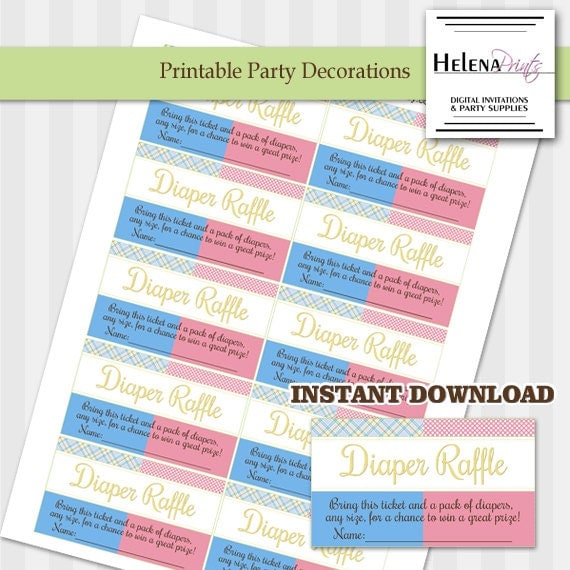 Gender Reveal Baby Shower raffle / Baby Shower by HelenaPrints