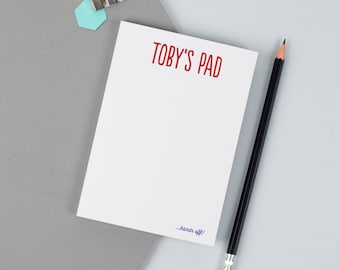 Hands Off Notepad - Classic Design - Personalised Notepad - Personalised Stationery - Note Card