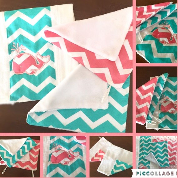 Items similar to Burp Cloth with Minky Pacifier Squares / Binky Squares
