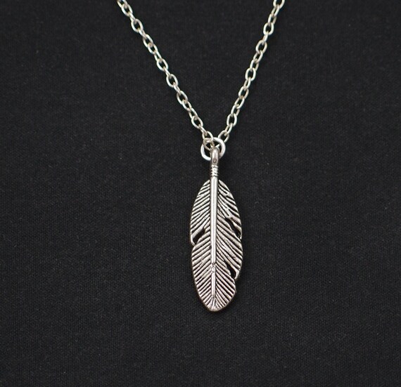 feather necklace sterling silver filled silver bohemian