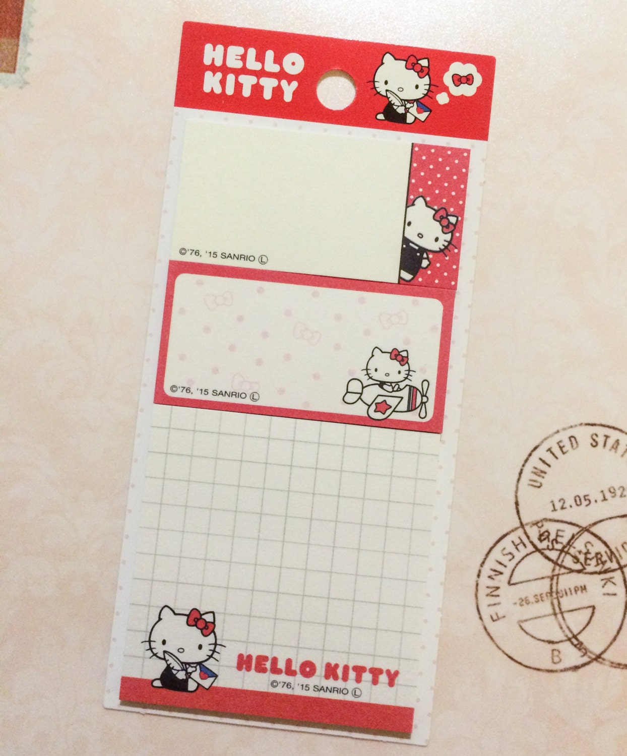 Hello Kitty Post-It Notes Set Sanrio Kawaii Sticky Memos