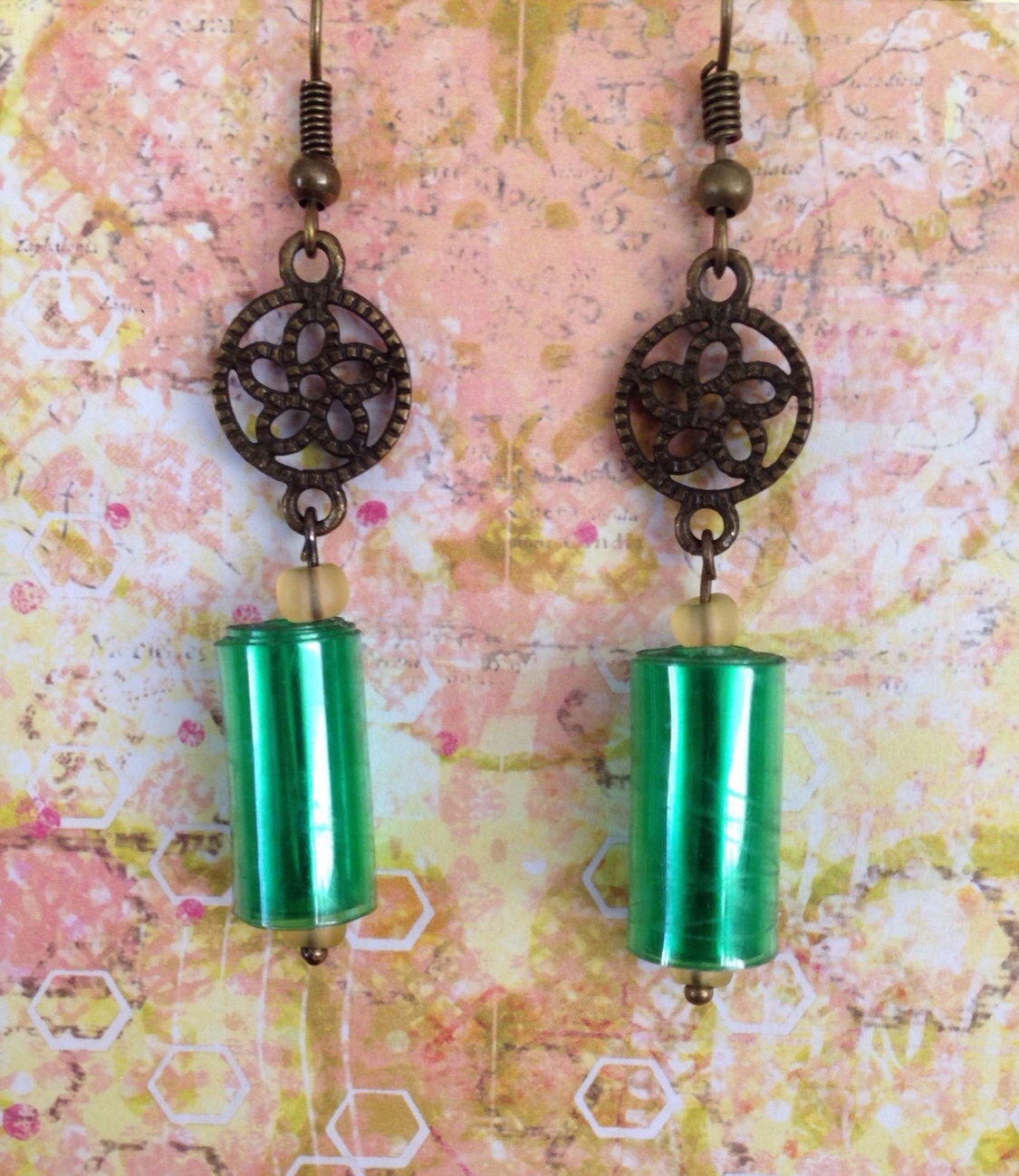 UpCycled Green Plastic Bottle Earrings recycled style