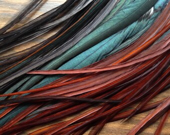 6 Feathers bulk /Hair Extension and Craft / CROW Feathers