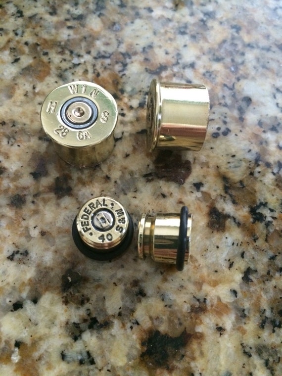 Bullet ear gauges 00 gauges ammo gauge plug bullet earring 00G