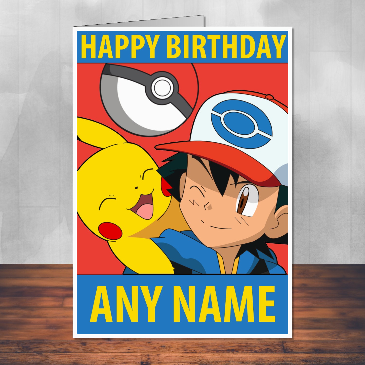 Pokemon birthday card. Ash and Pikachu fan art. by MartynAndWells