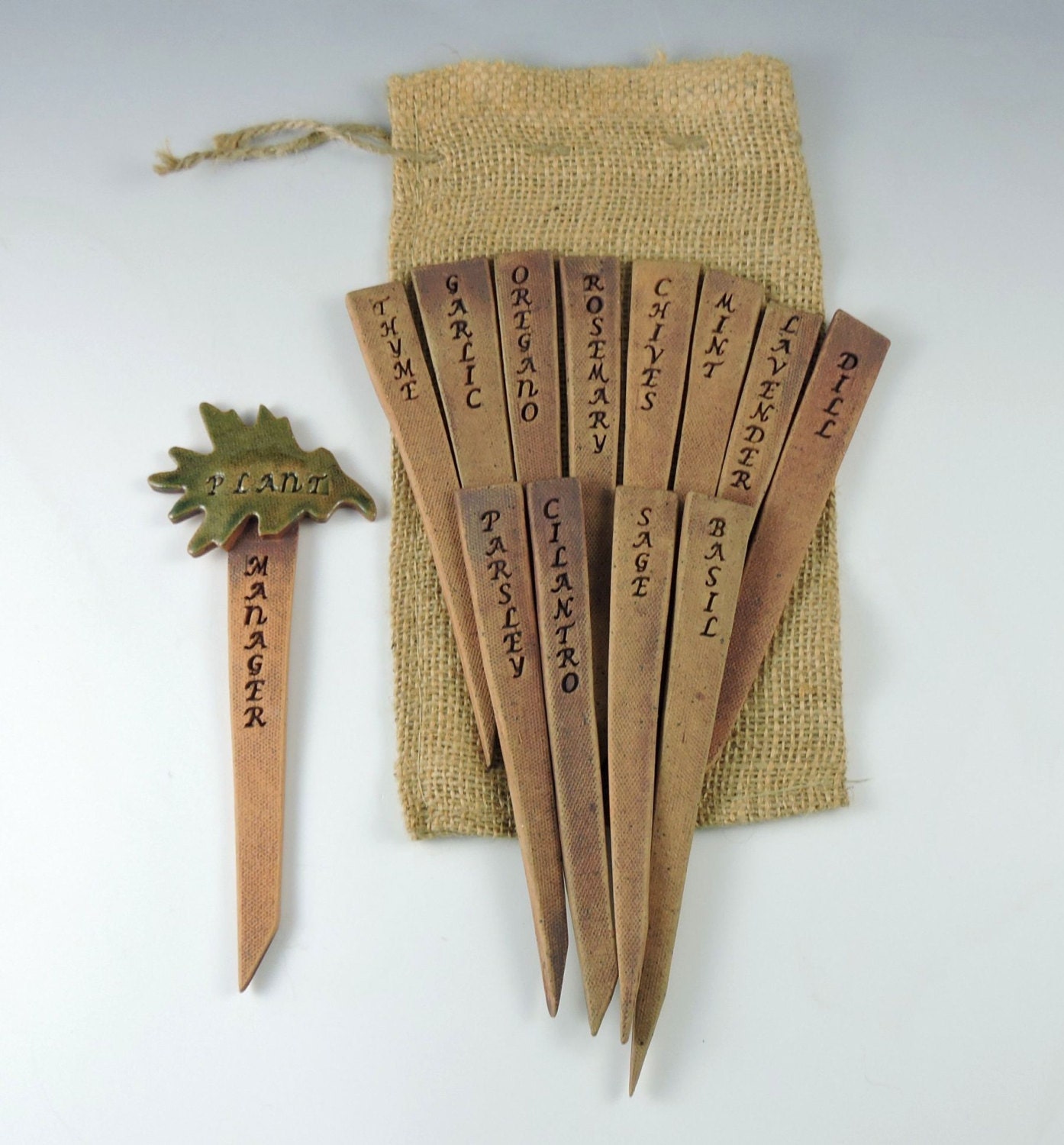 Ceramic Garden Markers Set of 12 Herb Garden Markers