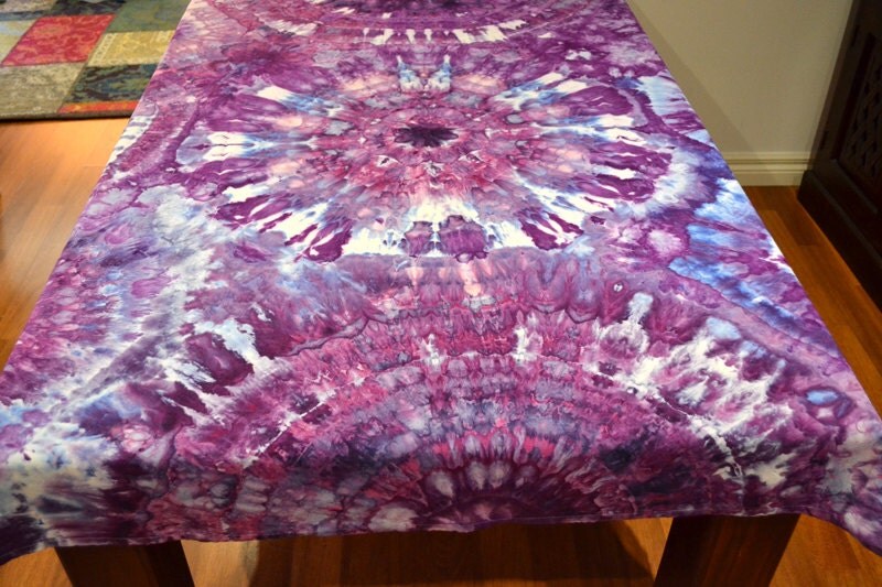 Ice Dye Tie Dye Tablecloth 100 Cotton Purple with Blue
