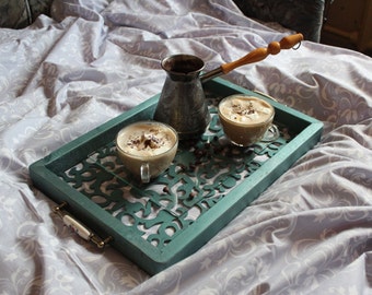 wooden breakfast tray, bed tray, tray for breakfast