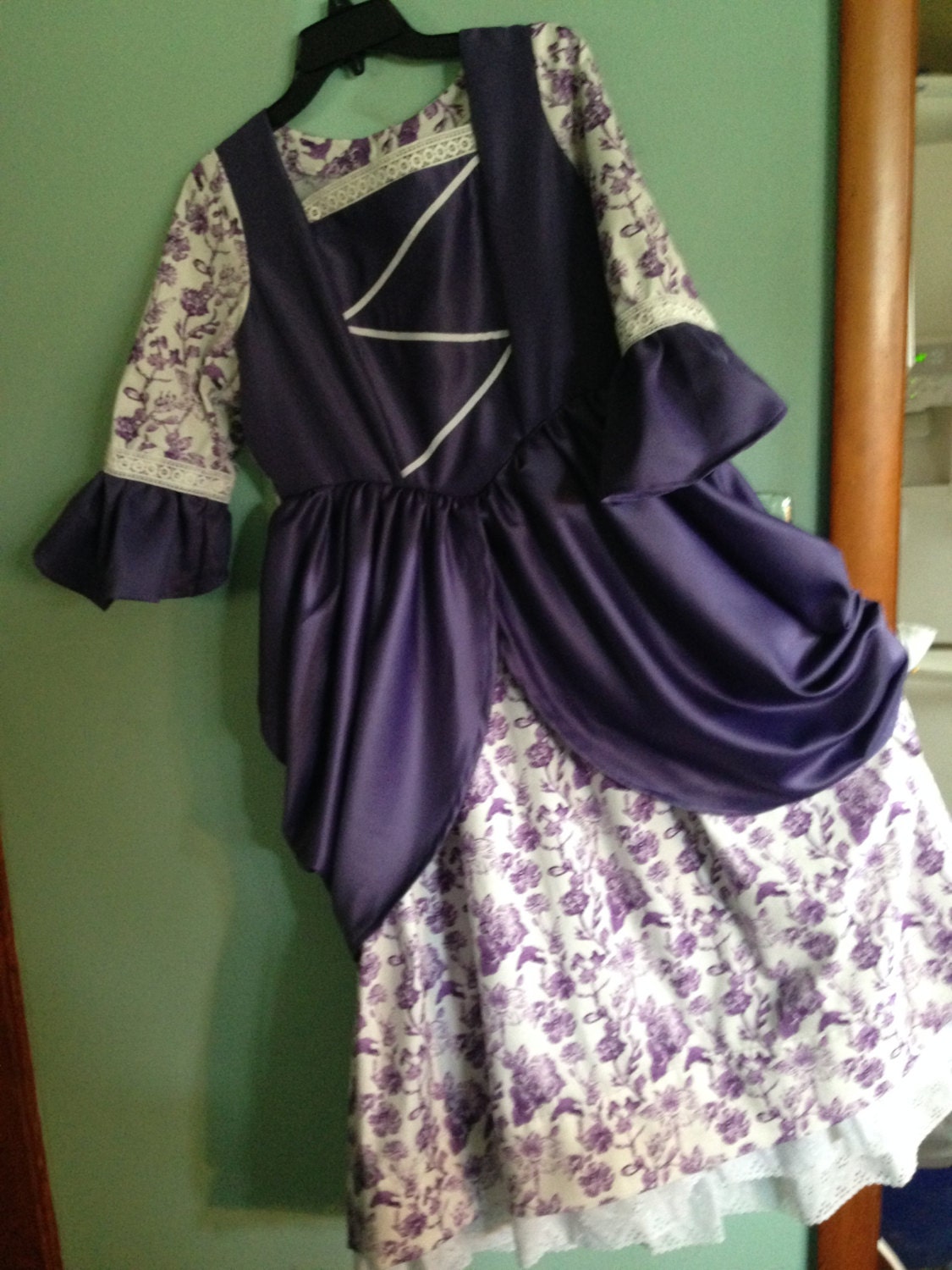 1800s Teen 14 Purple Floral Dress Costume by CraftyByNatureStore