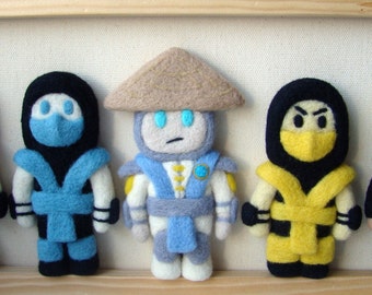 Mortal Kombat - Scorpion - Sub Zero - Raiden - Ermac - Takeda - ninja (Choose One or by set) - game - Needle felting - chibi