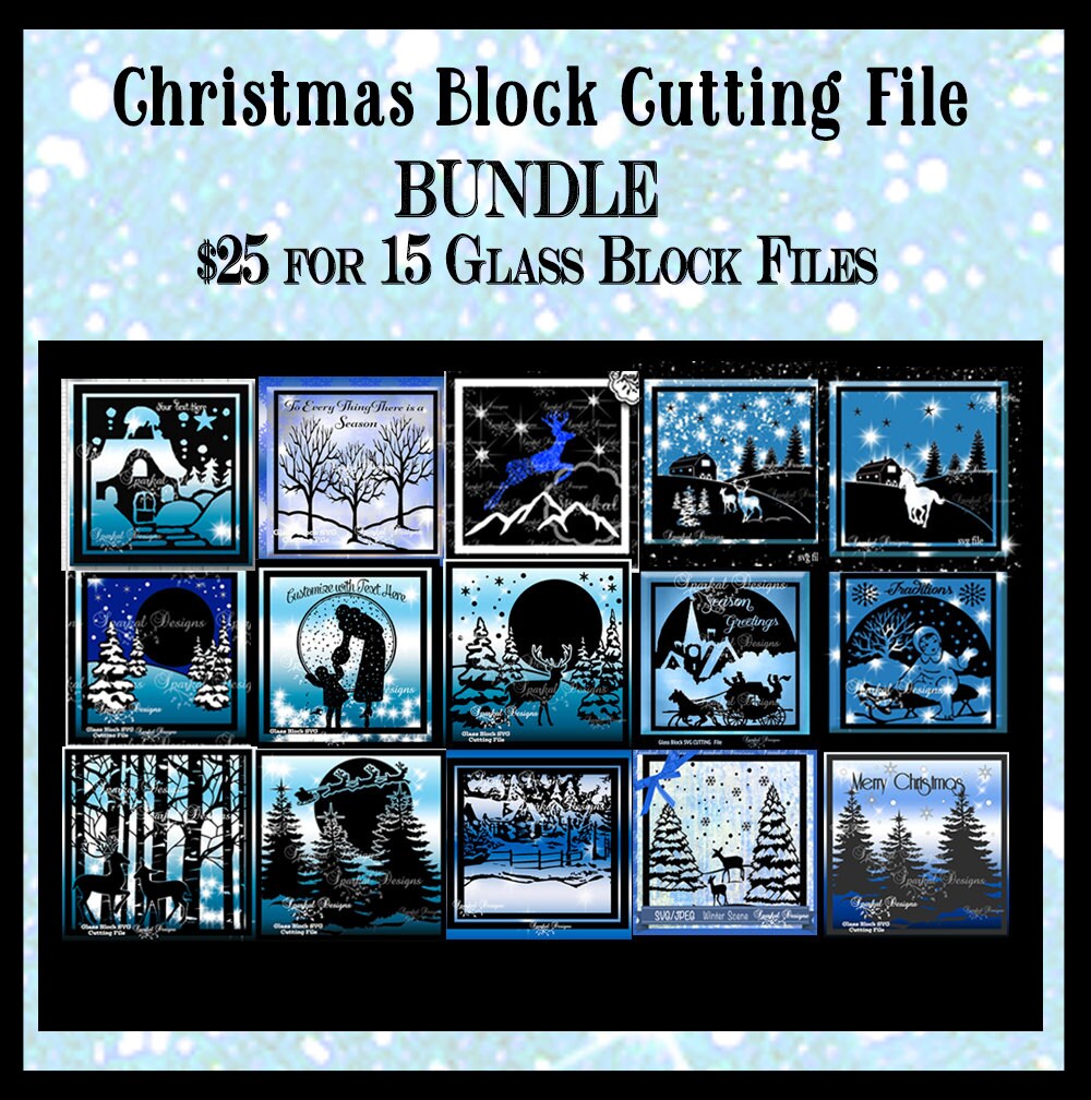 Christmas SVG File Glass Block SVG Cut File by SparkalSVGDesigns