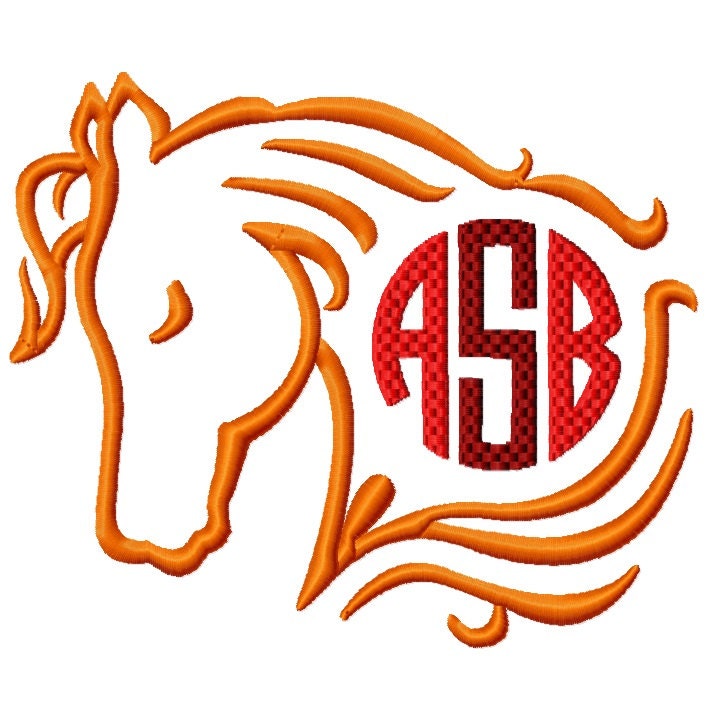 Download Horse Monogram Frame Embroidery Design file 5 sizes Instant