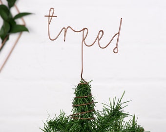 Christmas tree topper, word tree topper, metallic tree topper, christmas decoration, modern christmas, copper tree topper,