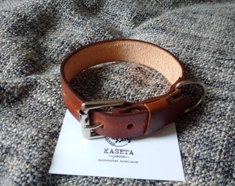 Leather dog collar 'Brown'