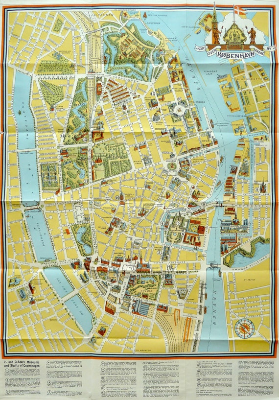 Monumental Kort over København Indre By 1949