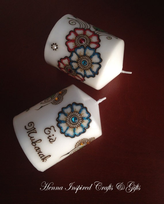 Set of 2 candles Henna Candles Ramadan Eid Mubarak Eid