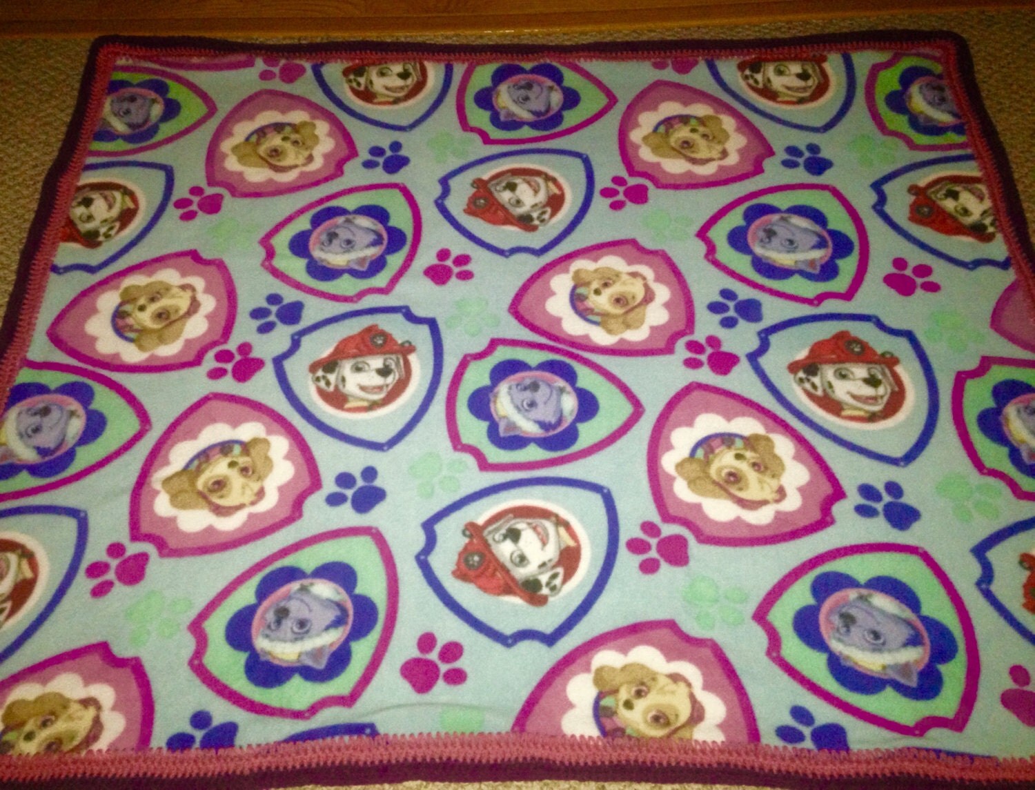 Paw Patrol Girl Fleece Blanket w/ Crochet EdgeEverest Skye