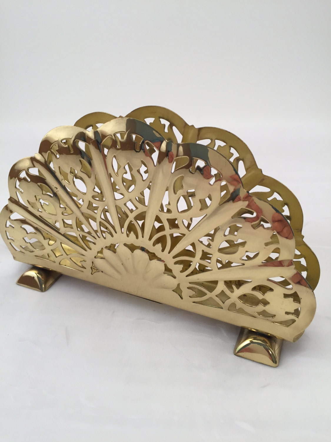 German Brass Napkin Holder Vintage West German Brass Napking