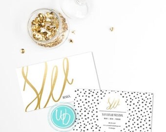 Gold Business Card Printable, Modern Business Card, Polka Dot Business Card, Rodan + Fields Business Card, LipSense Business Card