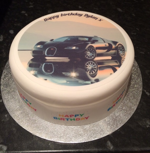 Bugatti Racing Car pre-cut edible Icing Fondant Sugar topper
