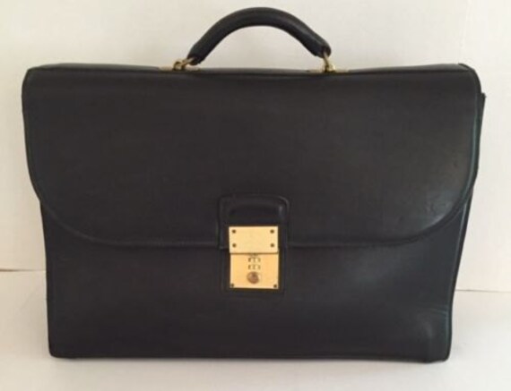 Coach Diplomat Black Leather Briefcase Attache Laptop IPad