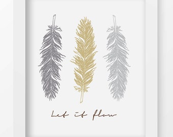 Feather Wall Art gold feather art | etsy Feather Wall Art gold feather art | etsy