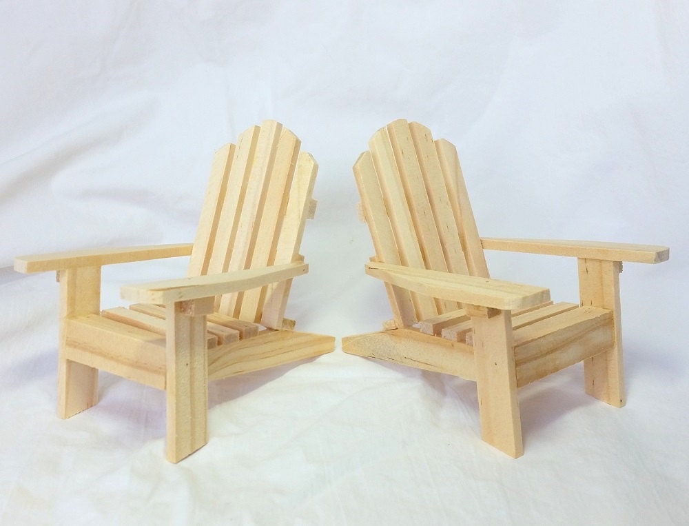 Set of 2 mini Adirondack chairs unfinished / DIY wooden
